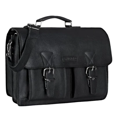 Image de STILORD &#039;Jeffrey&#039; Porte Document Femme et Homme Cuir Sac d&#039;Enseignant XL à Bandoulière Ordinateur Portable 15,6 Classeur A4 Trolley, Couleur:Noir