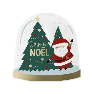 Image de Pack de 10 Serviettes en Papier forme Boule à Neige Noël