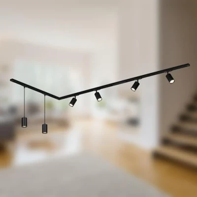 Image de Briloner Système de lampes sur RAIL 230 V, noir, 4 spots, 2 suspensions, 2,25m