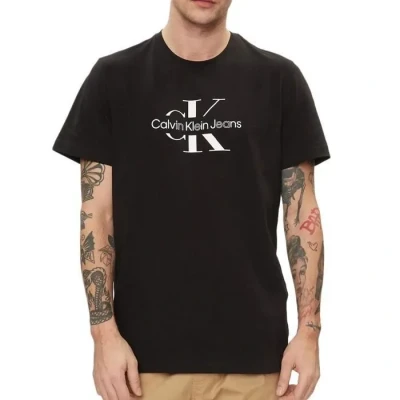 Image de Calvin Klein Jeans Disrupted Outline Monologo TEE Unisex Tshirt imprimé, Taille: Medium, Black