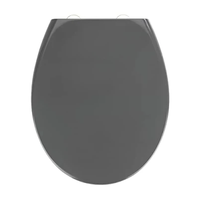 Image de WENKO abattant WC avec Frein de Chute, clipsable Fixation INOX, Samos Gris, duroplast, 37,5 x 44,5 cm