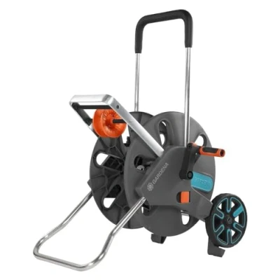 Image de dévidoir CleverRoll L Easy de GARDENA : sur roues d&#039;une capacité 100 m, particulièrement stable, avec guidage confortable dans un cadre métallique robuste, antigoutte (18520 20)