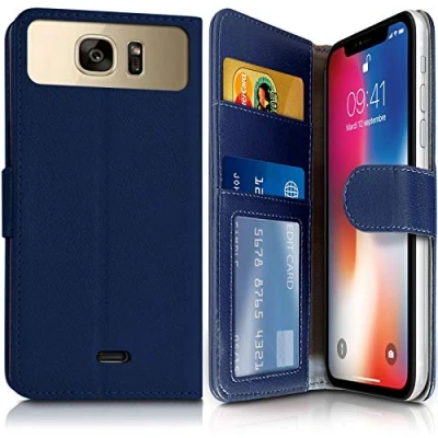 Image de KARYLAX Etui Portefeuille Bleu (Ref.1 A) pour Smartphone Logicom Le Fizz