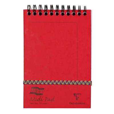 Image de Clairefontaine 3106Z Un Bloc à Spirale en Tête Midi Pad Europa Rouge 10,2x15,2 cm 200 Pages Détachables Lignées Papier Blanc 90 g Couvertures Carte Lustrée