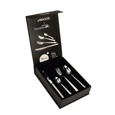 Image de Arcos Séries Toscana Boîte Cadeau Ensemble de Couverts 24 pièces (6 Couteaux + 12 Cuillère 6 Fourchette) Monobloc d&#039;une Pièce Acier Inoxydable Couleur Argent