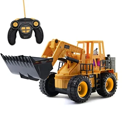 Image de Top Race Chargeur Frontal avec 5 canaux Fonctionnels complets, Tracteur de Construction télécommandé télécommande électrique et lumières Sons. TR 113