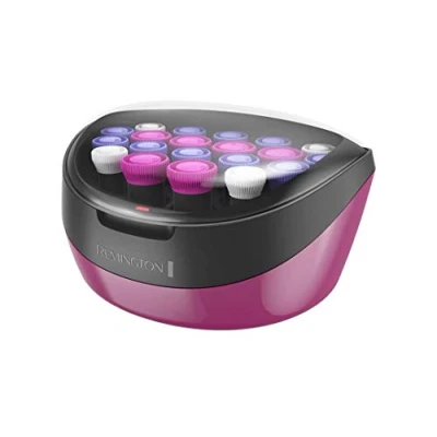 Image de Remington Bigoudis Cheveux [3 styles de Boucles] Ionic Rollers Rose &amp; Noir (Coffret 20 rouleaux 3 tailles avec pinces et attaches: 20,23 27mm, Ionique, Longue Tenue) chauffants H5600