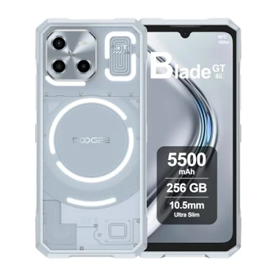Image de DOOGEE Blade GT 5G Telephone Incassable, 32 Go RAM + 256 ROM, Batterie 5500mAh, Écran 6.72 Pouces FHD+ 120Hz, AI Camara 48MP, Octa Core 6nm, Android 14, Double SIM, NFC, Ultra Mince, 2024 Argent