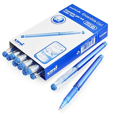 Image de uni ball UF 222 07 Lot de 12 stylos roller à encre gel effaçable Pointe bille 0,7 mm pour écriture fluide, dessin et coloriage Bleu