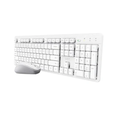 Image de Trust ODY II Ensemble clavier souris sans fil QWERTZ allemande, touches plates, ambidextre 800 1600 dpi, anti éclaboussures, un récepteur USB, pour PC, ordinateur portable, Mac Blanc