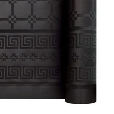 Image de SANYGIENE Nappe Jetable Papier Noir Damassé Gamme Elégance Kit de 2 Rouleaux 25 M Soit 50 Largeur 1,18 Déperlant Déco Table Fêtes Banquets Séminaires