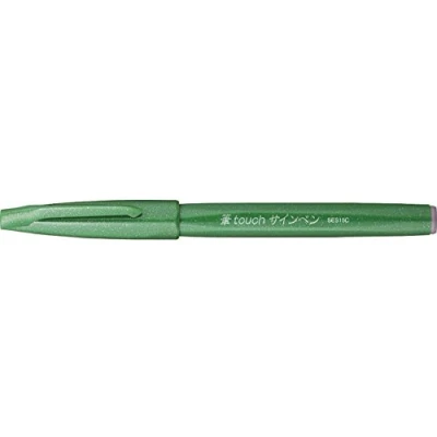 Image de Pentel SES15C Brush Sign Pen Touch Feutres pinceaux à pointe souple encre aquarellable Vert Lot de 10