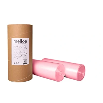 Image de MELLOA Kit de recharge pour remplir 40 cartouches seau à couches compatible avec Tommee Tippee Sangenic TEC Simplee Twist &amp; Click et bien d&#039;autres en cassettes (Rose, 400m + tube papier)