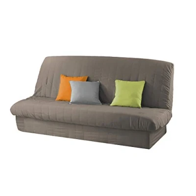 Image de douceur d&#039;intérieur, Housse de Clic Clac Matelassée (120 à 140 cm 185 200 cm) Essentiel Taupe, Polyester