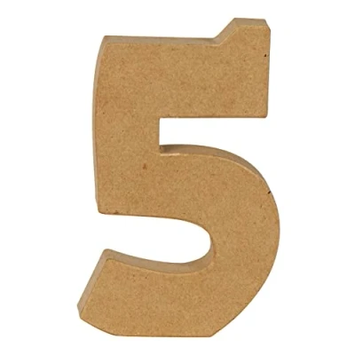 Image de Décopatch AC889C Un support en Papier mâché Brun 12x2,5x20 cm, Chiffre 5