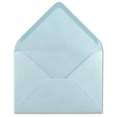 Image de Lot de 50 enveloppes Format C6 Bleu clair 11,4 x 16,2 cm 120 g/m² Fermeture humide Sans fenêtre pour invitations votre agent Glüxx