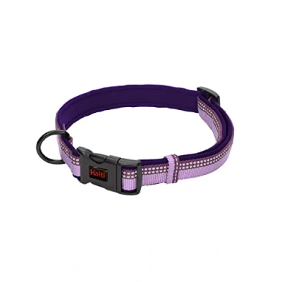 Image de Collier Confortable HALTI Un pour Chien Rembourré en Néoprène Doux Toutes les Races Réglable et Réfléchissant. Nombreuses Couleurs Chiens de taille moyenne (Taille M, Violet)