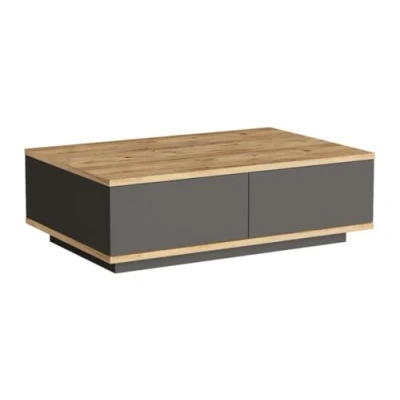 Image de Table basse avec 2 portes Naturel et Anthracite LOTULA