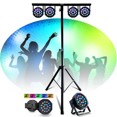 Image de Mooving Light &amp; Sound Pack Lumière Pied ML SUPPORT DJLIGHT 4 projecteurs par RGB DMX Fête Soirée Anniversaire