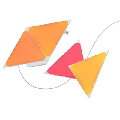Image de Nanoleaf Shapes Triangle Kit de Démarrage, 4 Panneaux Lumineux LED Connectés Appliques Murales Luminaires Intérieur Modulaires RGBW Wi Fi, Compatible Alexa, pour Salon Chambre ou Bureau Gaming