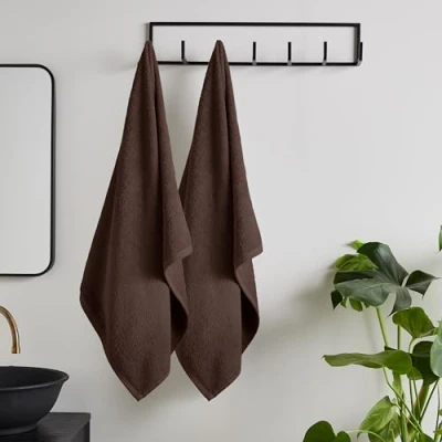 Image de Catherine Lansfield Lot de 2 draps Bain en Coton à séchage Rapide Chocolat 90 x 140 cm