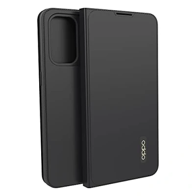 Image de OPPO Étui Flip Cover pour Smartphone Find X3 Lite, Protection Téléphone Portable, Rabat Ouverture Latérale, Porte Carte 2 Emplacements, Prise en Main Confortable, Position de Maintien, Noir