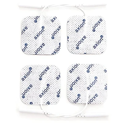 Image de 4 électrodes carrées 4x4 cm axion Electrostimulateurs TENS EMS avec connexion filaire de 2 mm Patchs adhésifs