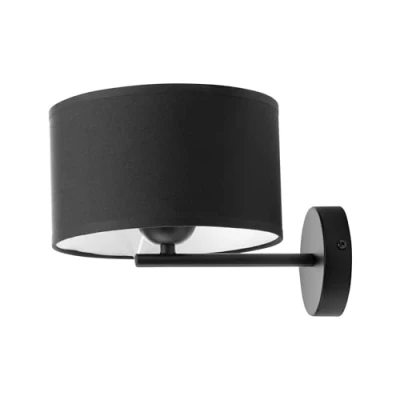 Image de Miratic Applique Murale avec Source Lumineuse Remplaçable Luminaire Intérieur pour Ampoule à Culot E27 max. 60W (Ampoule Non Incluse) Abat Jour en Tissu (noir)