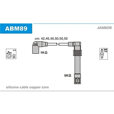 Image de JANMOR ABM89 Jeu De Fils d&#039;Allumage AUDI: A4 B5 Berline, A6 C5 Avant, VOLKSWAGEN: Passat Break