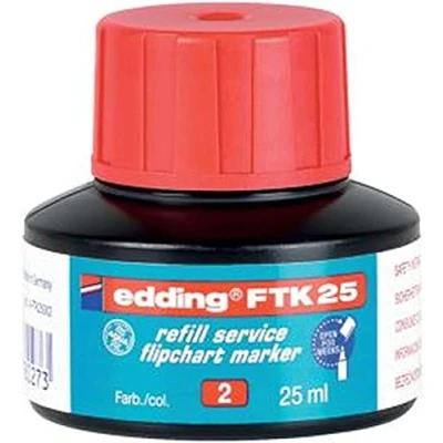 Image de edding FTK 25 recharge d&#039;encre rouge ml avec système capillaire idéal pour un remplissage propre et simple de presque tous les marqueurs tableaux conférence