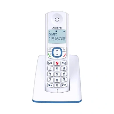 Image de Alcatel F530, téléphone sans fil, avec fonction blocage d&#039;appels, mains libres et deux touches de mémoires directes Blanc/Bleu