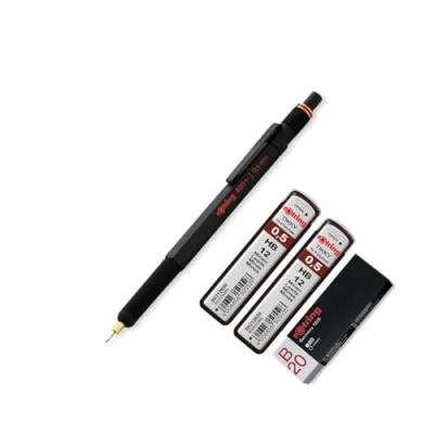 Image de rOtring 800+ Porte mines et Stylet pour Ecran Tactile mine HB 0,5 mm Twist to Retract 2 x 12 Gomme B20