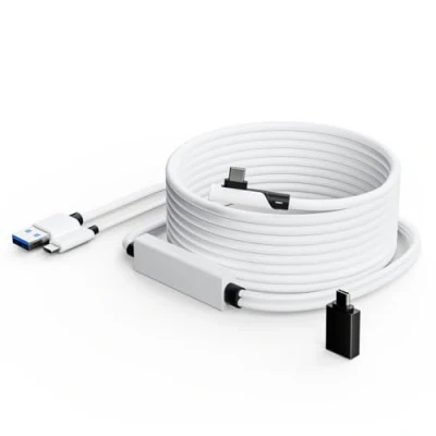 Image de Tiergrade câble Link de 5 m compatible avec Meta Quest 3/2/Pro, Pico 4/Pro, charge USB C séparé pour l&#039;alimentation, accessoire 3.0 vers type casque VR/PC jeu
