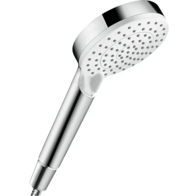 Image de hansgrohe Crometta Pommeau de douche 2 types jet, Douchette à main ronde (diamètre 100 mm), Blanc/chromé, 26330400