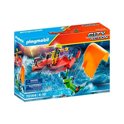 Image de Playmobil City Action 70144 Sea Rescue: Kitesurfer Rescue with Speedboat, for Ages 4+