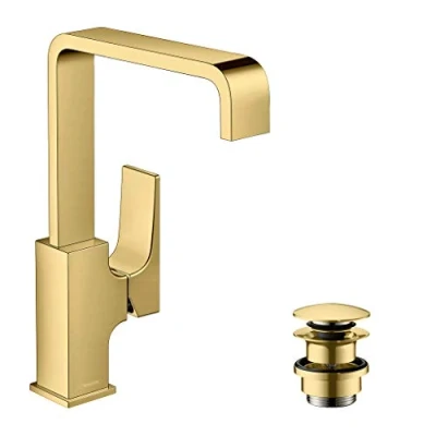 Image de Robinetterie de salle bain HANSGROHE Metropol poignée manette bonde Push Open doré poli