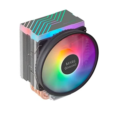Image de Mars Gaming MCPU44, Double Dissipateur CPU ARGB, 4 Heatpipes HCT, TDP 160W, Ventilateur PWM 110mm Ultra Silencieux, Multisocket Universel, Noir