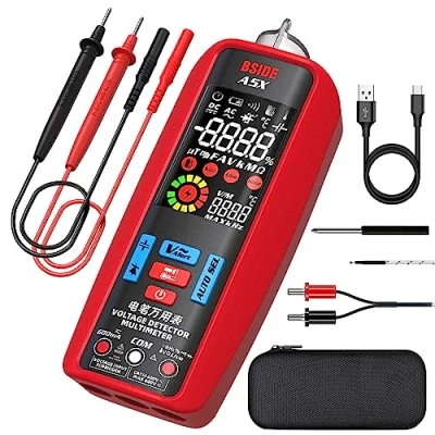 Image de BSIDE A5X Multimètre Numérique Automatique Testeur de Courant Électrique LCD Couleur Multimetre Digital Intelligent avec Sonde Température VFC Détecteur tension Batterie Recargeable et Étui