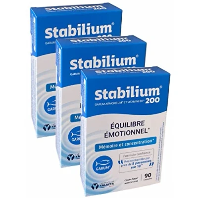 Image de Yalacta Stabilium 200 90 Capsules molles Mémoire Concentration Equilibre psycho émotionnel Lot de 3 boites (3)