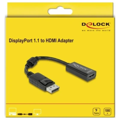 Image de DeLOCK 61849 câble vidéo et adaptateur 0,125 m DisplayPort HDMI Type A (Standard) Noir Neuf
