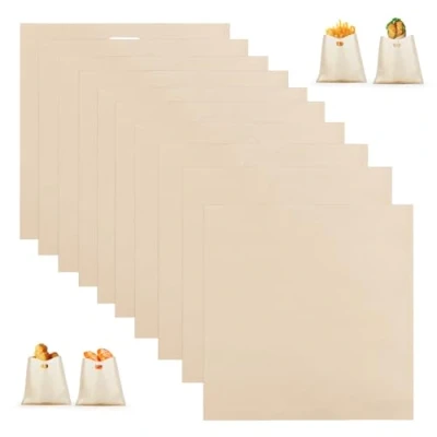 Image de 10PCS Sacs à Toast, Grille Pain en Téflon, Réutilisables, Sac pour Toaster, Lavables, Croque Monsieur, Sandwich, Muffins Anglais, Fromage, Pizza