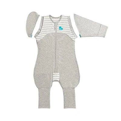 Image de Love To Dream Swaddle Up Combinaison de Transition à emmailloter 1.0 TOG Unisexe Ailes zippées brevetées vers les bras Sommeil sans Gris Taille L
