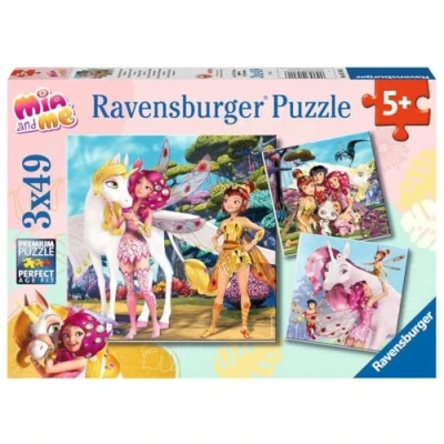 Image de Ravensburger Animaux Pays des Elfes et Licornes 3 x 49 pièces Mia and Me Puzzle pour Enfants à partir de 5 Ans, 05701, Blanc