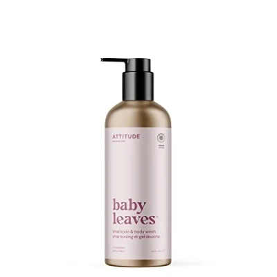 Image de ATTITUDE 2 en 1 Shampoing et Gel Douche pour Bébé, EWG Verified, Ingrédients d&#039;Origine Naturelle, Végane, à Base de Plantes, Sans Odeur, 473 mL