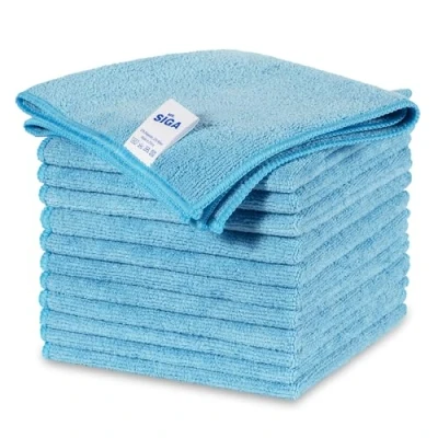 Image de MR.SIGA Lot de 12 Chiffons Nettoyage, Serviettes en Microfibre Tout Usage, Torchon Taille 32 x cm, Bleu