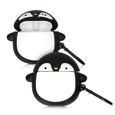 Image de kwmobile Housse pour écouteurs Compatible avec Apple Airpods 1 &amp; 2 Coque de Protection en Silicone Noir Blanc Jaune