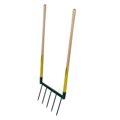 Image de LEBORGNE Biogrif NaturOvert, Grelinette Non Assemblée, 5 Dents Interchangeables Boîte Carton Double Manche Long en Bois PEFC 100% Outillage de Jardinage Fabrication Française
