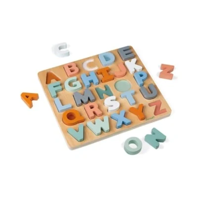 Image de Janod Puzzle Alphabet en Bois 26 Pièces Collection Sweet Cocoon Jouet d&#039;Eveil et Premier Âge Peint à l&#039;Eau Certifié FSC Apprentissage de l&#039;Alphabet l&#039;Ecriture Dès 2 ans, J04412