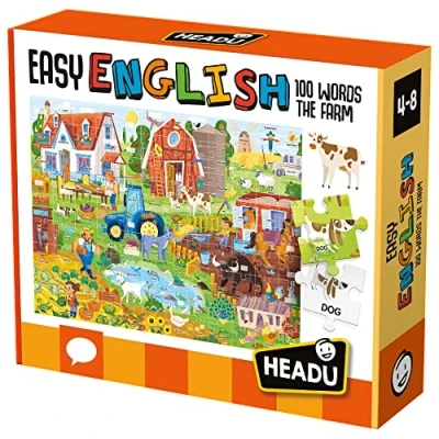 Image de Headu Easy English 100 Words Farm Jeu éducatif, Multicolore, IT20997