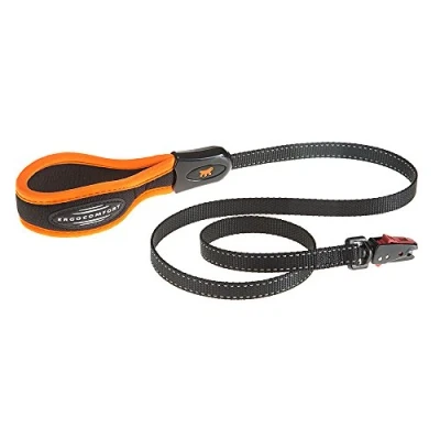 Image de Ferplast Laisse pour Chien ERGOFLUO Matic, Petit Chien, Mousqueton innovant avec mécanisme magnétique, Poignée rembourrée, Nylon. Taille 120 cm, Orange